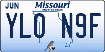 MO license plate YL0N9F