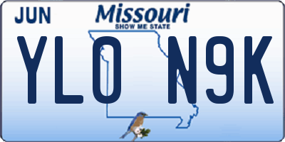 MO license plate YL0N9K