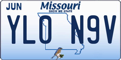 MO license plate YL0N9V