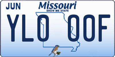 MO license plate YL0O0F