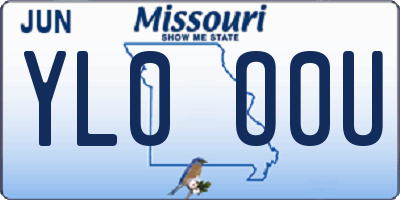 MO license plate YL0O0U