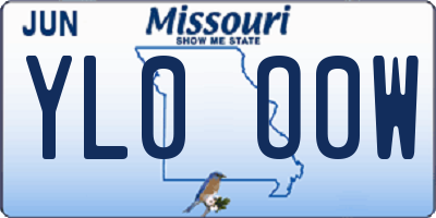 MO license plate YL0O0W