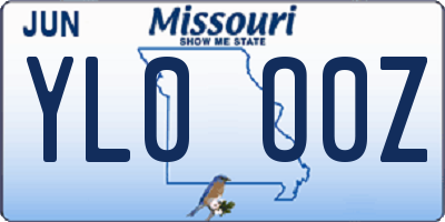 MO license plate YL0O0Z
