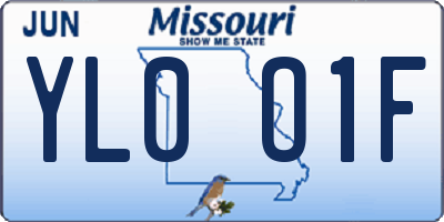 MO license plate YL0O1F