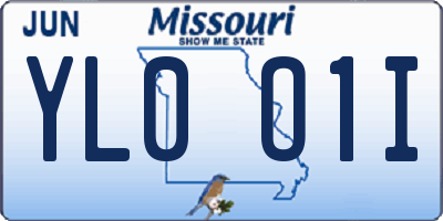 MO license plate YL0O1I