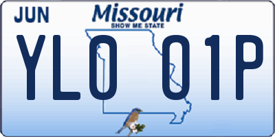 MO license plate YL0O1P