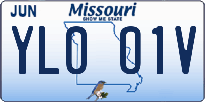 MO license plate YL0O1V