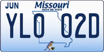 MO license plate YL0O2D