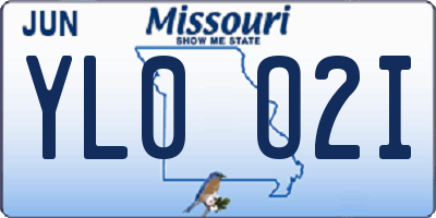MO license plate YL0O2I