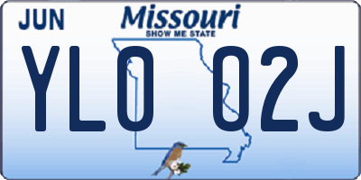 MO license plate YL0O2J