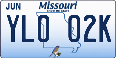 MO license plate YL0O2K