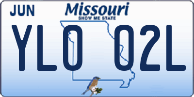 MO license plate YL0O2L