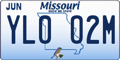 MO license plate YL0O2M