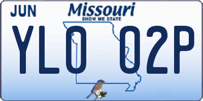 MO license plate YL0O2P