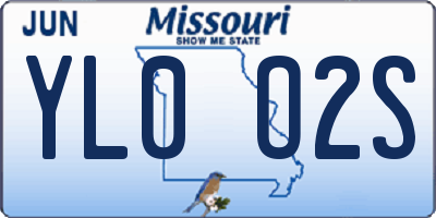 MO license plate YL0O2S