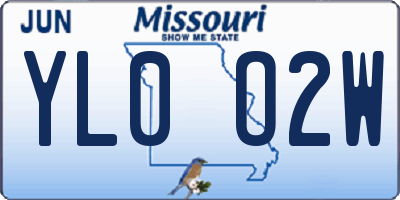 MO license plate YL0O2W