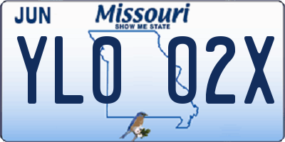 MO license plate YL0O2X