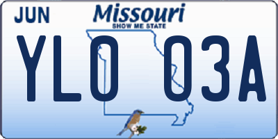 MO license plate YL0O3A
