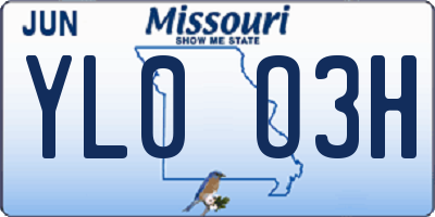 MO license plate YL0O3H