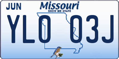 MO license plate YL0O3J
