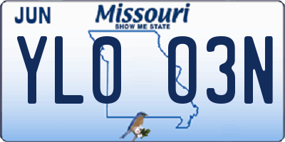 MO license plate YL0O3N