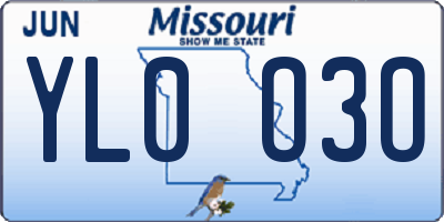 MO license plate YL0O3O