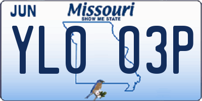 MO license plate YL0O3P