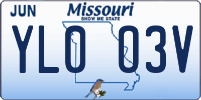 MO license plate YL0O3V