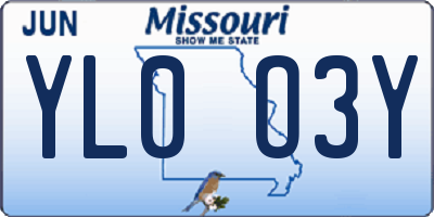 MO license plate YL0O3Y