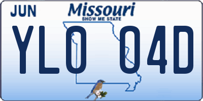 MO license plate YL0O4D