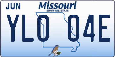 MO license plate YL0O4E