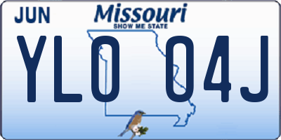 MO license plate YL0O4J