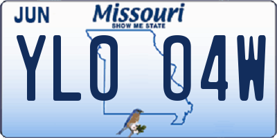 MO license plate YL0O4W