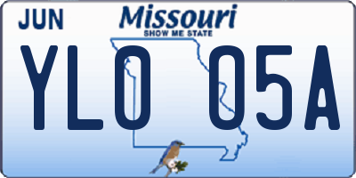 MO license plate YL0O5A