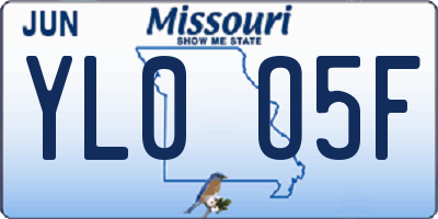 MO license plate YL0O5F