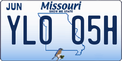 MO license plate YL0O5H