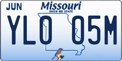 MO license plate YL0O5M