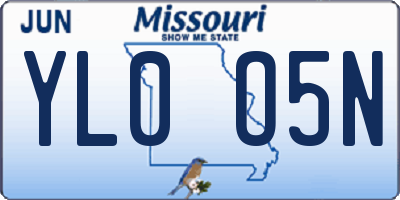 MO license plate YL0O5N