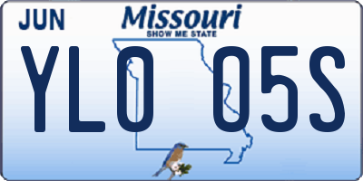 MO license plate YL0O5S