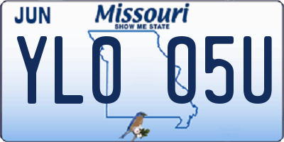 MO license plate YL0O5U
