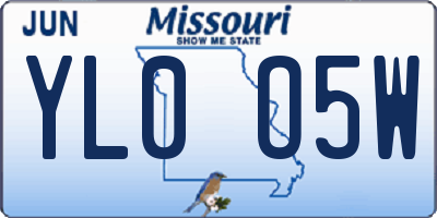 MO license plate YL0O5W