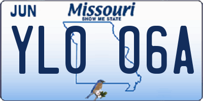 MO license plate YL0O6A