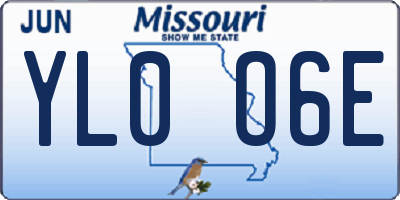 MO license plate YL0O6E