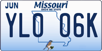 MO license plate YL0O6K
