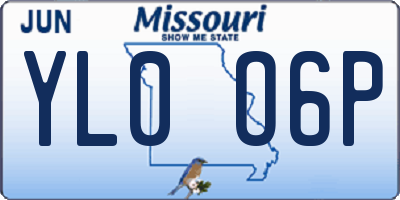MO license plate YL0O6P