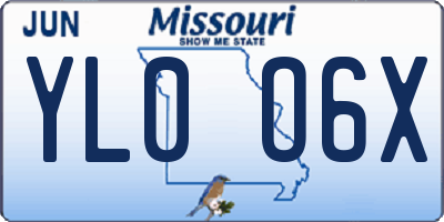 MO license plate YL0O6X