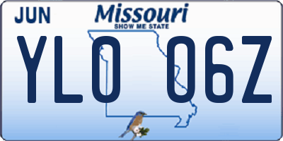 MO license plate YL0O6Z