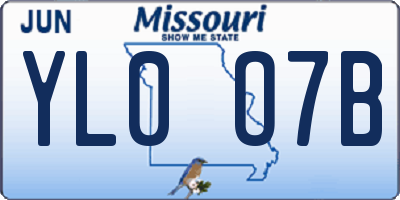 MO license plate YL0O7B