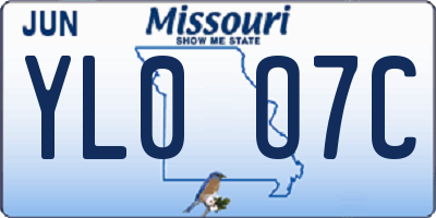 MO license plate YL0O7C