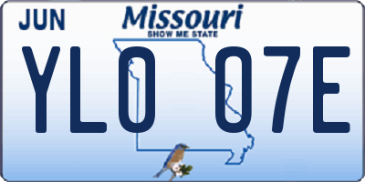 MO license plate YL0O7E
